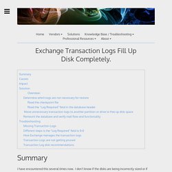 Exchange Transaction Logs Fill Up Disk Completely. – Chase’s Notes