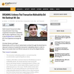 Evidence That Transaction Malleability Did Not Bankrupt Mt. Gox