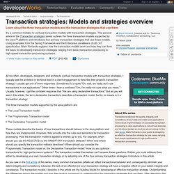Transaction strategies: Models and strategies overview