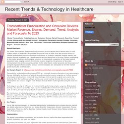 Recent Trends & Technology in Healthcare: Transcatheter Embolization and Occlusion Devices Market Revenue, Shares, Demand, Trend, Analysis and Forecasts To 2023