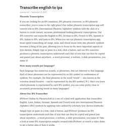 Transcribe english to ipa