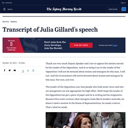 Transcript of Julia Gillard's speech