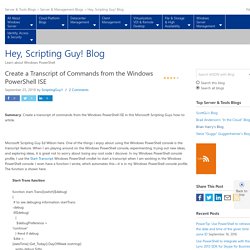Create a Transcript of Commands from the Windows PowerShell ISE