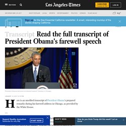 Read the full transcript of President Obama's farewell speech