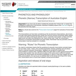 Phonetic (Narrow) Transcription of Australian English