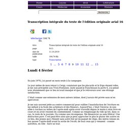 Lundi 4 février - Transcription intégrale du texte de l’édition originale arial 16