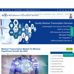 Medical Transcription Market To Witness Significant Growth By 2025