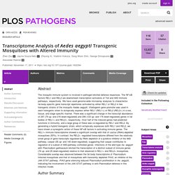 PLOS 17/11/11 Transcriptome Analysis of Aedes aegypti Transgenic Mosquitoes with Altered Immunity