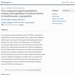 Frontiers in Biology - 2010 - Two-component signal transduction systems and regulation of virulence factors in Xanthomonas: a perspective