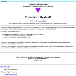 TransFaith On-line: Transgender Christian and Interfaith Resources