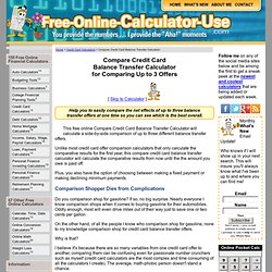 Compare Credit Card Balance Transfer Calculator for Comparing Up to Three Offers