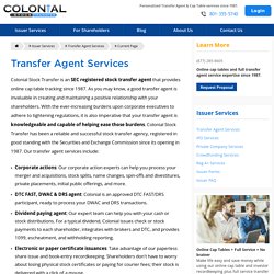 Transfer Agent Services - Colonial Stock Transfer Company, Inc.