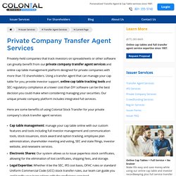Private Company Transfer Agent Services - Colonial Stock Transfer Company, Inc.