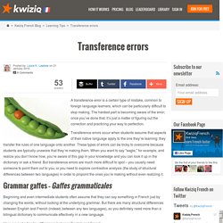 Transference Errors - Language Learning Mistakes