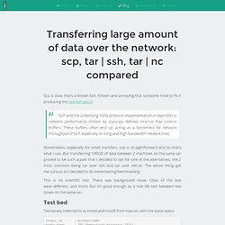 Transferring large data files: scp, tar-ssh, tar-nc compared