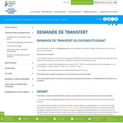 Transfert - Faculté des Sciences de l'Université Paris-Sud