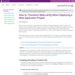 How to: Transform Web.config When Deploying a Web Application Project