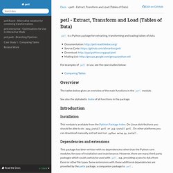 petl - Extract, Transform and Load (Tables of Data) — petl 0.17-SNAPSHOT documentation