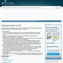NLP Chain Anchors - Free NLP Guide from Transform Destiny - Live NLP and Hypnosis Trainings and Seminars
