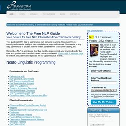 Free NLP Guide from Transform Destiny - Live NLP and Hypnosis Trainings and Seminars