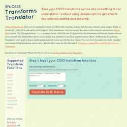 CSS3 Transform to Matrix Filter converter