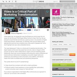 Video is a Critical Part of Marketing Transformation