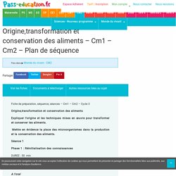 Origine,transformation et conservation des aliments - Cm1 - Cm2 - Plan de séquence