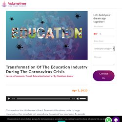 Transformation Of The Education Industry During The Coronavirus Crisis