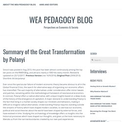 Summary of the Great Transformation by Polanyi – WEA Pedagogy Blog