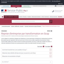 Reprise d'entreprise par transformation en Scop - professionnels