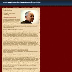 Jack Mezirow and Transformational Learning Theory