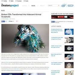Broken CDs Transformed Into Iridescent Animal Sculptures