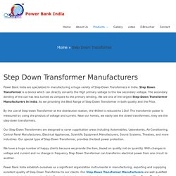 Step Down Transformer Manufacturers - & Suppliers