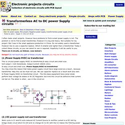 Transformerless AC to DC power Supply circuits