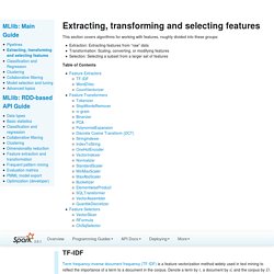 Extracting, transforming and selecting features - Spark 2.0.1 Documentation