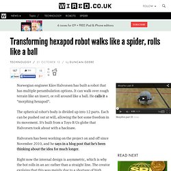 Transforming hexapod robot walks like a spider, rolls like a ball