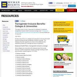 Transgender-Inclusive Benefits: Colleges & Universities