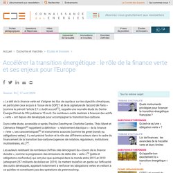 Accélérer la transition énergétique : le rôle de la finance verte et ses enjeux pour l’Europe