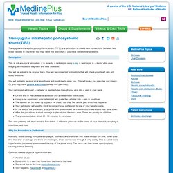 Transjugular intrahepatic portosystemic shunt (TIPS): MedlinePlus Medical Encyclopedia