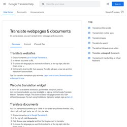 Translate webpages & documents - Computer - Google Translate Help