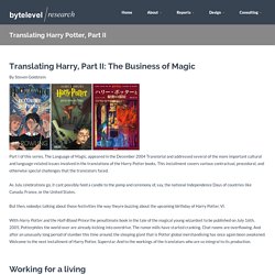 Translating Harry Potter, Part II