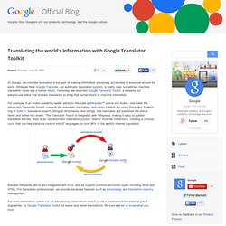 Translating the world's information with Google Translator Toolkit