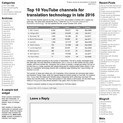 Top 10 YouTube channels for translation technology in late 2016 « CATguru’s vlog