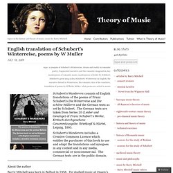 English translation of Schubert’s Winterreise, poems by W Muller « Theory of Music