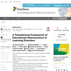 A Translational Framework of Educational Neuroscience in Learning Disorders