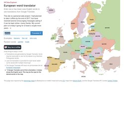 European word translator: an interactive map showing "school" in over 30 languages
