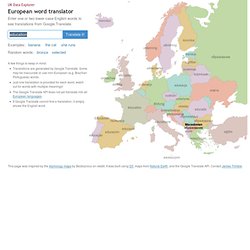 European word translator: an interactive map showing "education" in over 30 languages