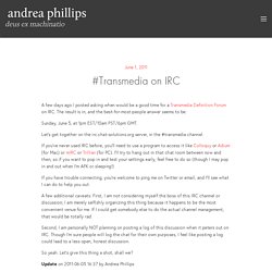 #Transmedia on IRC - Deus Ex Machinatio - Deus Ex Machinatio