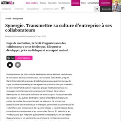 Synergie. Transmettre sa culture d’entreprise à ses collaborateurs