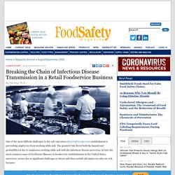FOOD SAFETY MAGAZINE - AOUT 2020 - Breaking the Chain of Infectious Disease Transmission in a Retail Foodservice Business